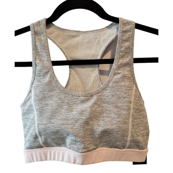 Mono B Tops - NWT Mono B Black & White Striped Racerback Padded Spandex Sports Bra Sz SM